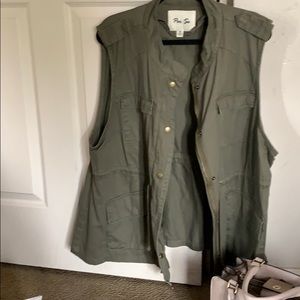 Olive green denim vest